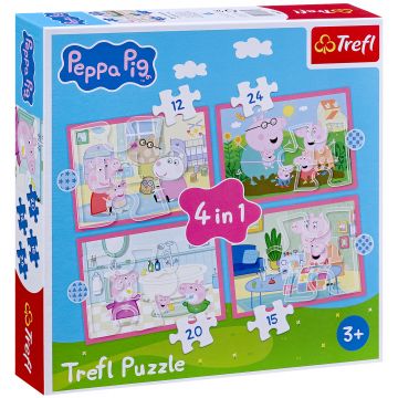 Puzzle Trefl 4 în 1 - Peppa Purcelușă iubește aventurile