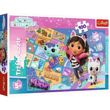 Puzzle Trefl din 100 piese - Prietenia în casa pisicii
