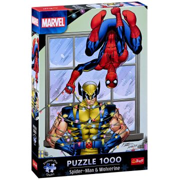 Puzzle Trefl din  1000 de piese    - Crăciun cu Spider-Man și Wolverine
