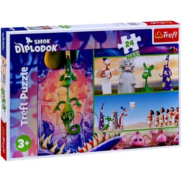 Puzzle Trefl din 24 maxi piese - Micul dinozaur curios, Diplodocus