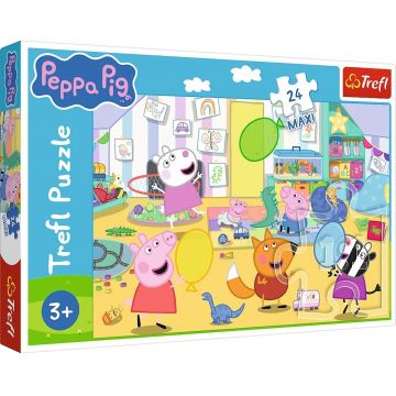 Puzzle Trefl din 24 piese mici - Purcelușa Peppa se joacă cu prietenii