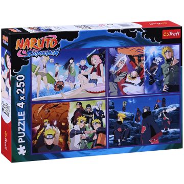 Puzzle Trefl din 4 x 250 piese - Aventurile lui Naruto Uzumaki