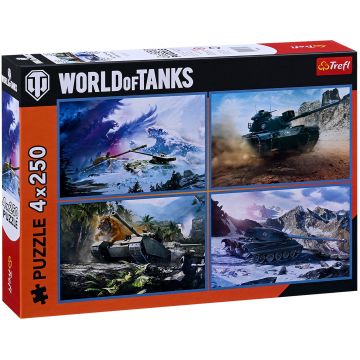 Puzzle Trefl din 4 x 250 piese - World of Tanks: Marea Bătălie a Tancurilor