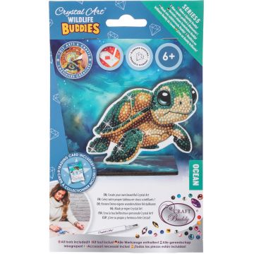 Set de broderie cu diamante Craft Buddy - Crystal Art Buddies: Țestoasă, 7 piese