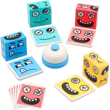 Set educațional Smart Baby - Emoții, cu blocuri de lemn