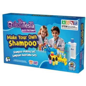 Set științific Nikola Tesla - Fă-ți propriul șampon, 17 piese