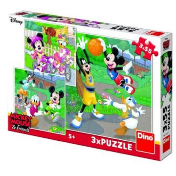 Puzzle 3 in 1 - mickey si minnie sportivii (55 piese)