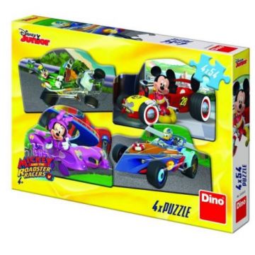 Puzzle 4 in 1 - mickey mouse si minnie la cursa (54 piese)