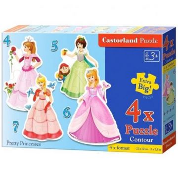 Puzzle 4 in 1 Printese dragute Castorland