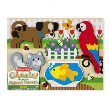 Puzzle din lemn cu piese mari Prietenii mei - Melissa & Doug