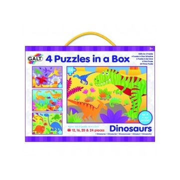 Set 4 puzzle-uri dinozauri (12, 16, 20, 24 piese)