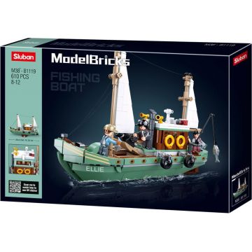 Constructor Sluban Model Bricks - Barcă de pescuit, 610 piese