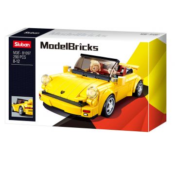 Constructor Sluban Model Bricks - Mașină sport galbenă, 290 piese