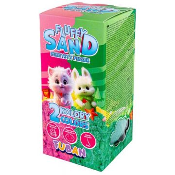 Nisip pufos pentru modelat Tuban - Roz și verde, 2 x 70 g