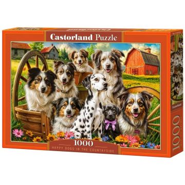 Puzzle Castorland din 1000 piese - Câini fericiți în sat
