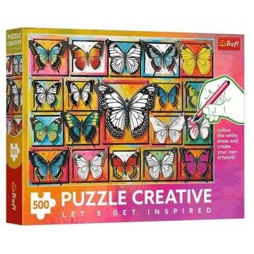 Puzzle de colorat Trefl din  500 piese - Colecția de fluturi