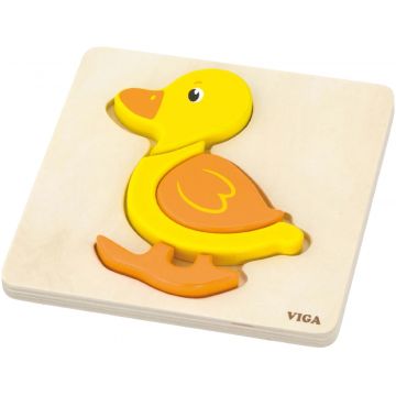 Puzzle din lemn Viga Toys - Rață, 4 piese