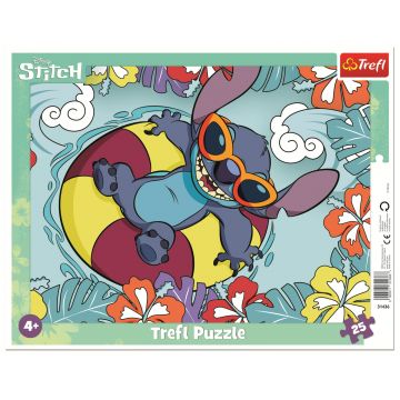 Puzzle în ramă Trefl din 25 piese - Stitch cu colac