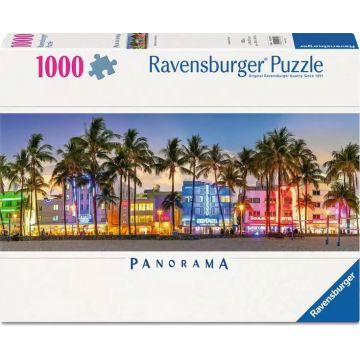 Puzzle panoramic Ravensburger din 1000 piese - Luminile de pe Ocean Drive