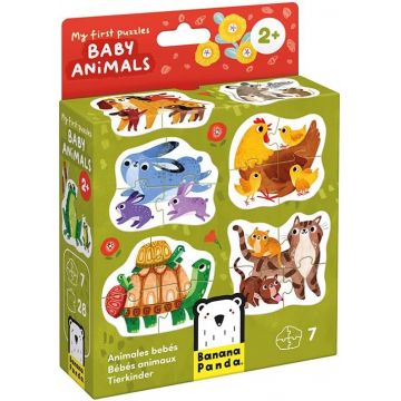Puzzle pentru bebeluși Banana Panda 7 în 1 - Pui de animale