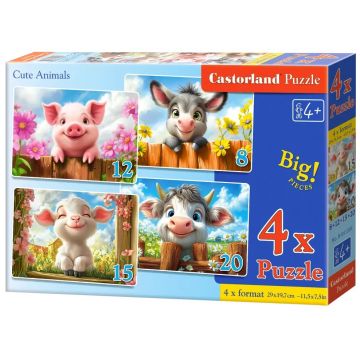 Puzzle pentru copii Castorland 4 în 1 - Animale drăguțe