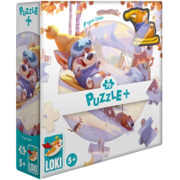 Puzzle pentru copii Loki din 70 piese - Loki cățelușul, merge cu sania