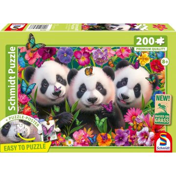 Puzzle pentru copii Schmidt din 200 piese - Trio de panda