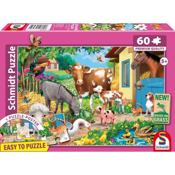 Puzzle pentru copii Schmidt din 60 piese - Animalele de la fermă