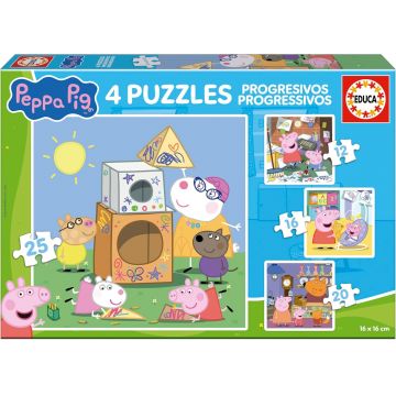 Puzzle progresiv Educa 4 în 1 - Peppa Pig se distrează