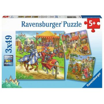 Puzzle Ravensburger din 3 x 49 piese - Cavaleri medievali