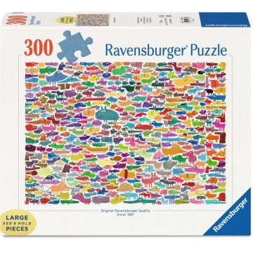 Puzzle Ravensburger din 300 piese - 387 de câini și o pisică