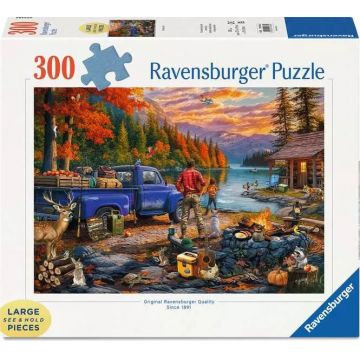 Puzzle Ravensburger din 300 piese - Apus de soare peste lac