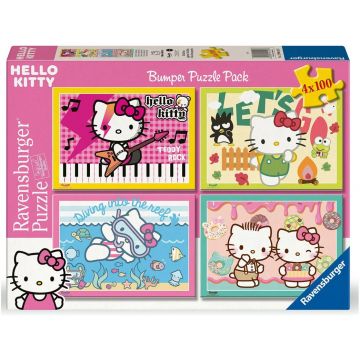 Puzzle Ravensburger din 4 x 100 piese - Haide, Hello Kitty!