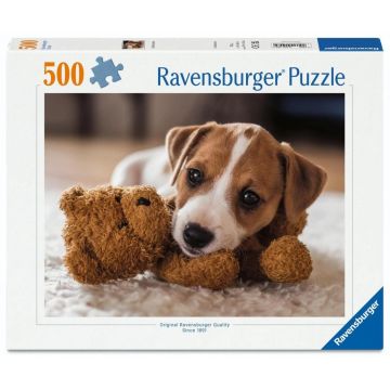 Puzzle Ravensburger din 500 piese - Cățeluș cu ursuleț