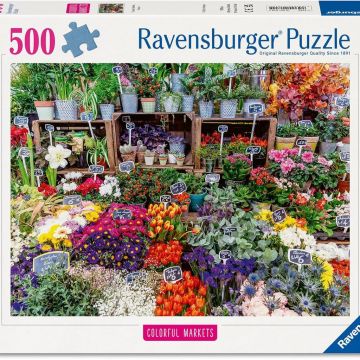 Puzzle Ravensburger din 500 piese - Piața de flori din Franța