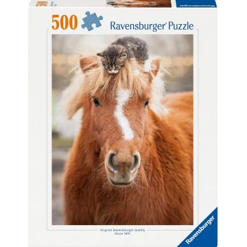Puzzle Ravensburger din 500 piese - Ponei și pisoi