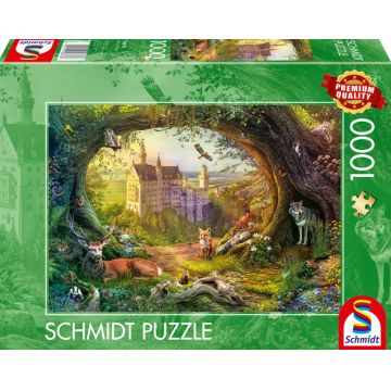 Puzzle Schmidt din 1000 piese - Castel de basm într-o pădure magică