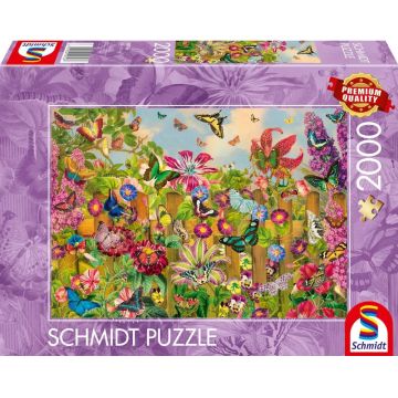 Puzzle Schmidt din 2000 piese - Grădină fermecătoare de fluturi