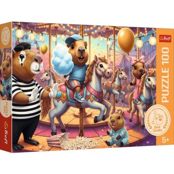 Puzzle Trefl din  100 piese -Capibara în vacanță