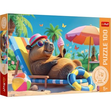 Puzzle Trefl din  100 piese - Capibara relaxantă