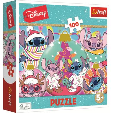 Puzzle Trefl din 100 piese - Lilo și Stitch: Crăciun
