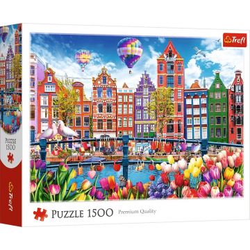 Puzzle Trefl din  1500 piese - Amsterdamul colorat