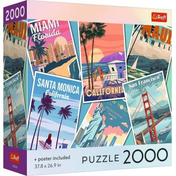 Puzzle Trefl din  2000 piese - Călătorind prin SUA