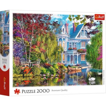Puzzle Trefl din  2000 piese - Casă lângă lac
