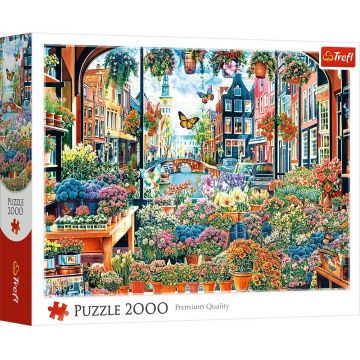 Puzzle Trefl din 2000 piese - Magazin de flori în Amsterdam