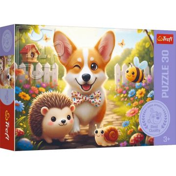 Puzzle Trefl din  30 piese - O zi cu corgi