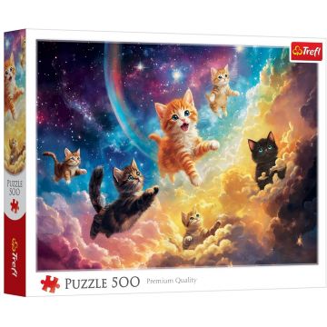 Puzzle Trefl din  500 piese - Pisicuțe spațiale