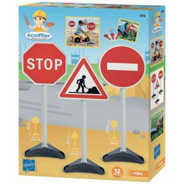 Set de joacă  Ecoiffier - Indicatoare rutiere, 3 bucăți, 65 cm