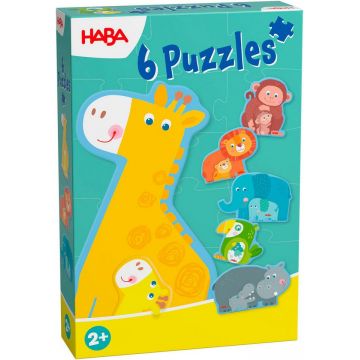 Set de puzzle Haba - Familie de animale de la grădina zoologică, 6 buc