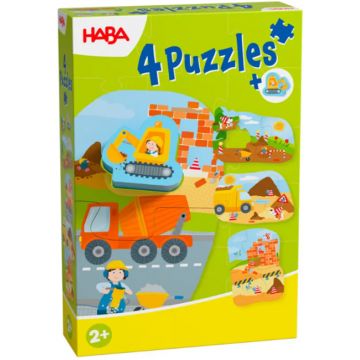 Set de puzzle-uri Haba - Șantier de construcții, 4 buc